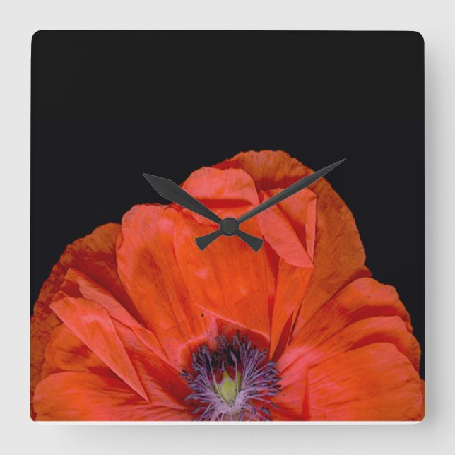 "Poppy-Uhr"! Quadratische Wanduhr (Vorderseite)
