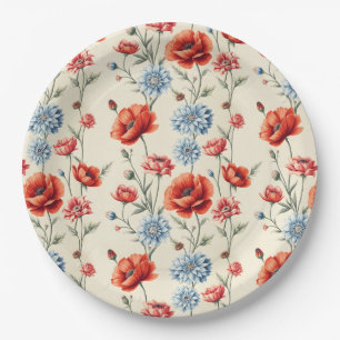 Poppy und Dahlia Toile Pappteller