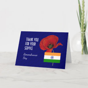 Poppy   Veteranen   INDIA-Flagge   ERINNERUNGSTAG Dankeskarte