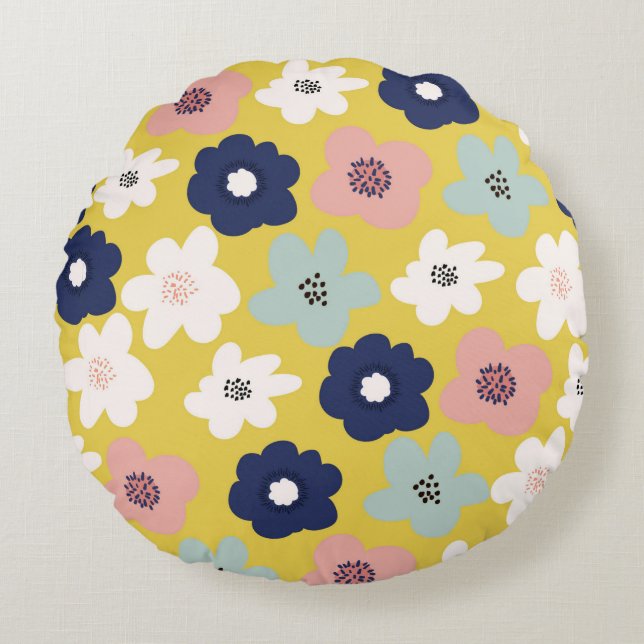Poppy Warm Rundes Kissen (Vorderseite)