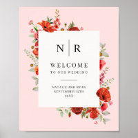Poppy-Wildblumen Pink-Monogramm-Hochzeit