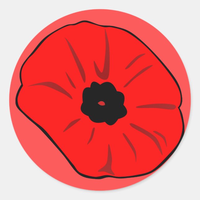 Poppy zeichnend runder aufkleber (Vorderseite)