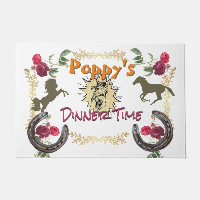 Poppys Abendessen mit Pferdefutter Fußmatte (Vorderseite)