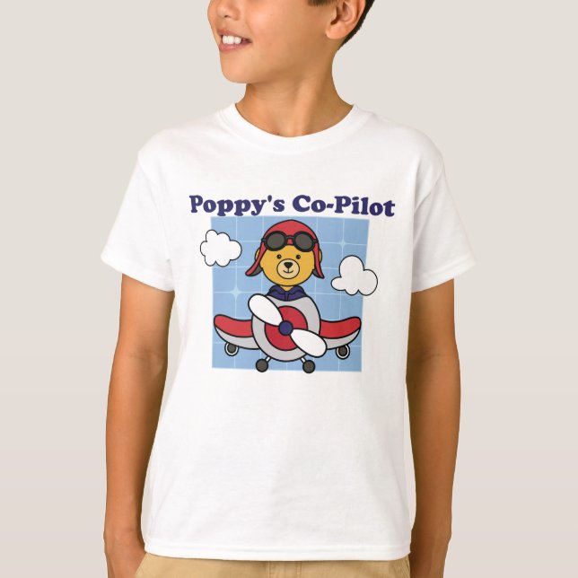 Poppys kleiner Co-Pilot - Niedliches Flugzeug T-Shirt (Vorderseite)