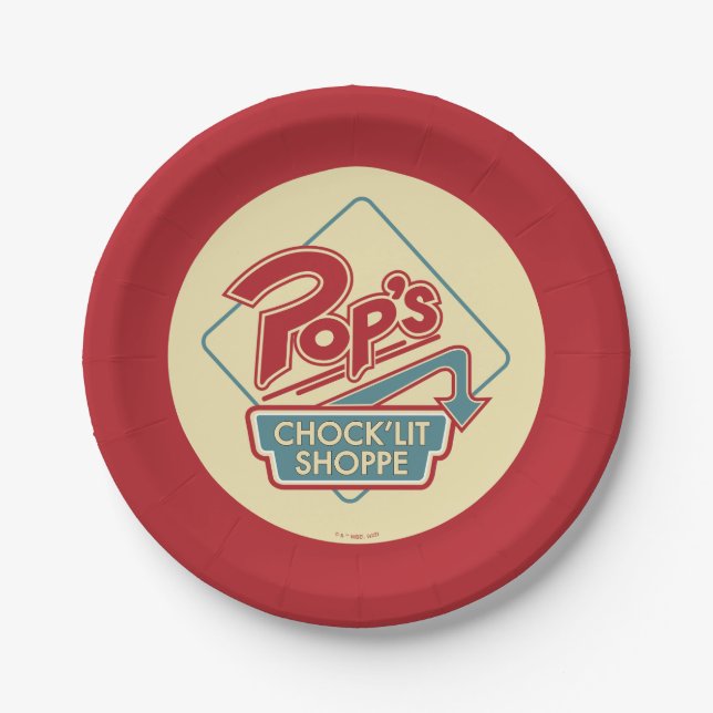 Pops Chock'Lit Shoppe Rotes Logo Pappteller (Vorderseite)