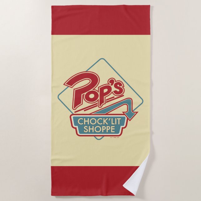 Pops Chock'Lit Shoppe Rotes Logo Strandtuch (Vorderseite)