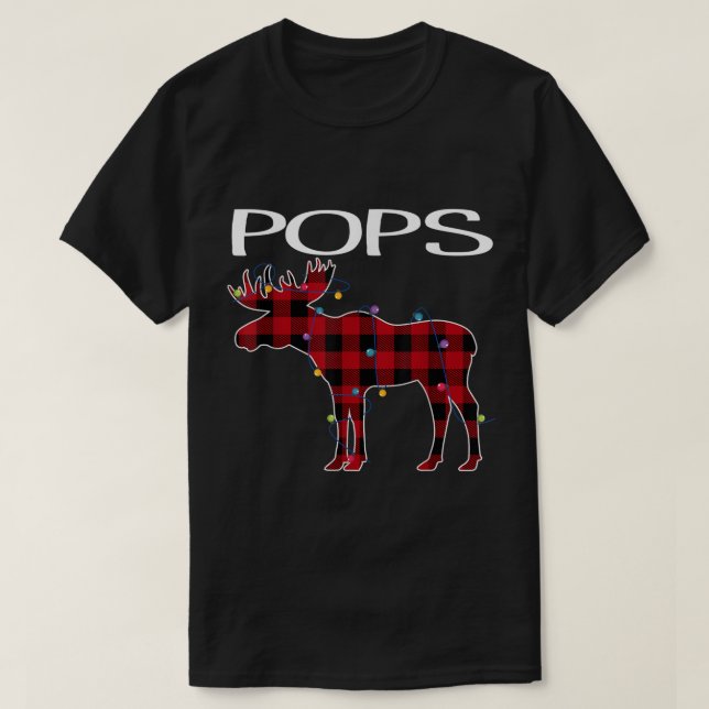 Pops Christmas Plaid Moose Design T-Shirt (Design vorne)