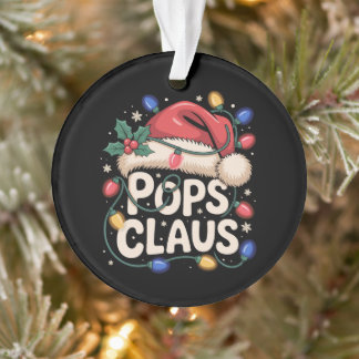 Pops Claus Weihnachten Santa Hut Lichter Holly Xma Ornament
