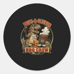Pops ein Saurus BBQ-Crew lustiger Dinosaurier-Vate Runder Aufkleber