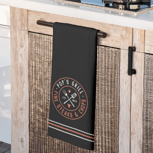 Pops Grill Personalisiertes Jahr etabliert Geschirrtuch