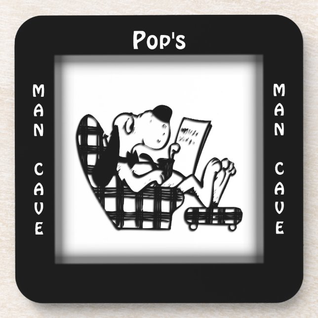 Pops Man Höhle Personalisiert Square Untersetzer (Vorderseite)