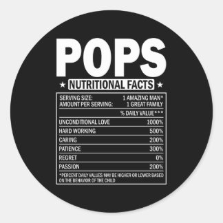 Pops Nutrition Facts Vathers Day Vater Papa Runder Aufkleber