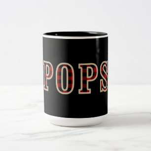 POPS Rustic Rot Schwarz Büffel Checker Quadrate Zweifarbige Tasse
