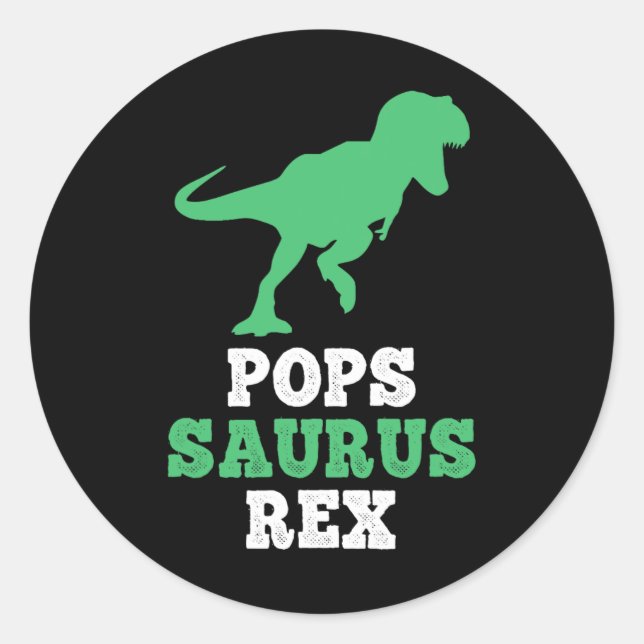 Pops-saurus Rex Dino Dinosaur Lustig Popssaurus  Runder Aufkleber (Vorderseite)