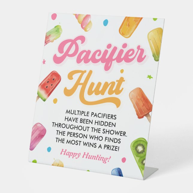 Popsiady to Pop Baby Shower Schnuller Jagen Sockelschild (Vorderseite)