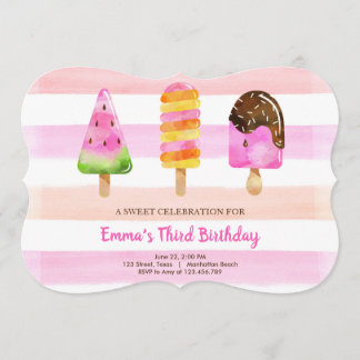 Popsice Ice Cream Geburtstag Summer Pool Party Einladung