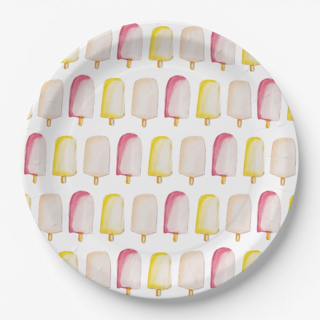Popsicks Sticks Colorful Pastel Summer Pattern Pappteller (Vorderseite)