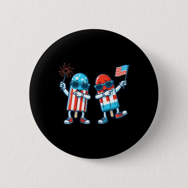 Popsicle American Flag 4. Juli Patriotic Sommer Button (Vorderseite)