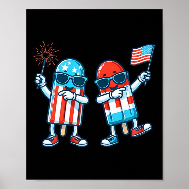 Popsicle American Flag 4. Juli Patriotic Sommer Poster (Vorne)