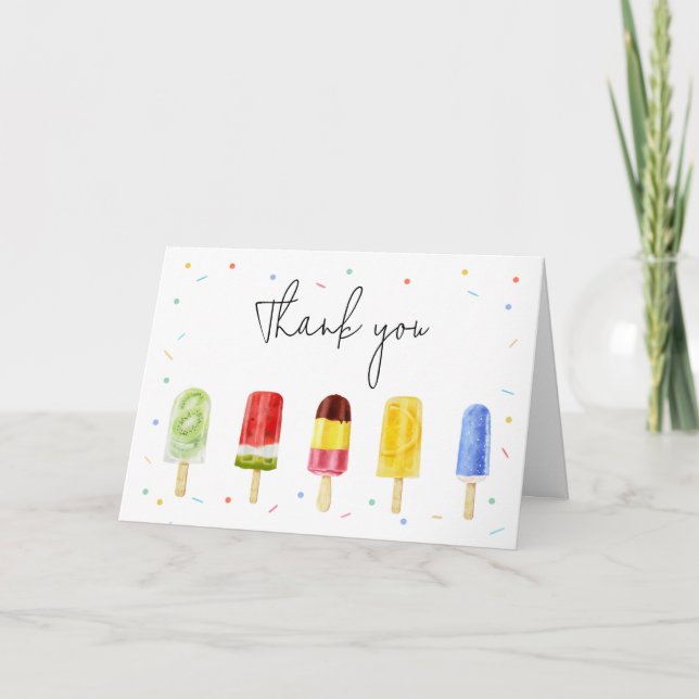 Popsicle Baby Dusche Dankeskarte (Vorderseite)