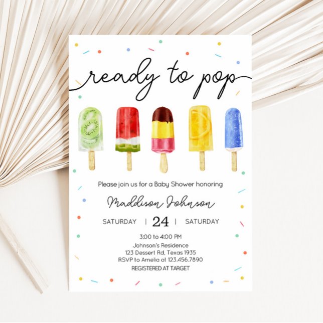 Popsicle Baby Dusche Einladung (Ready to Pop Baby Shower Invitation)