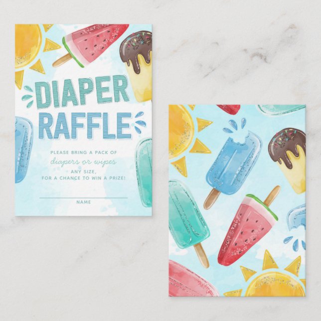 Popsicle Baby Duwer Diaper Raffle Begleitkarte (Vorne/Hinten)