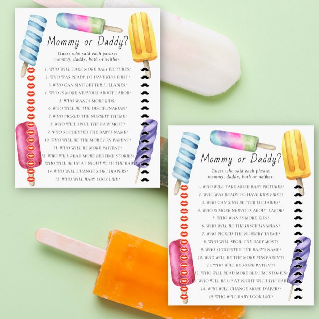 Popsicle-Baby-Party Mommy-oder-Daddy-Spiel (Von Creator hochgeladen)
