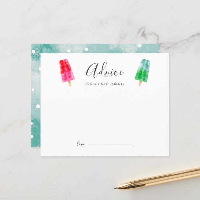 Popsicle Baby Shower Advisor für die neuen Eltern (Vorderseite/Rückseite Beispiel)