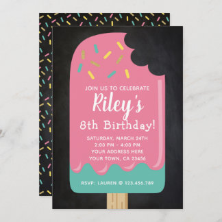 Popsicle Birthday Einladung Chalkboard