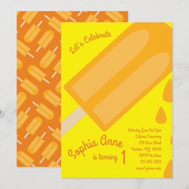 Popsicle Birthday Party Einladung (Vorne/Hinten)