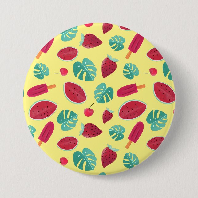 Popsicle, Cherry, Strawberry & Watermelon Blätter Button (Vorderseite)
