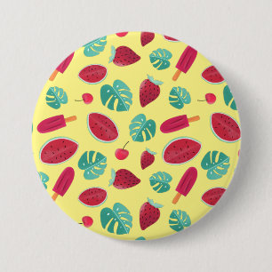 Popsicle, Cherry, Strawberry & Watermelon-Blätter Button