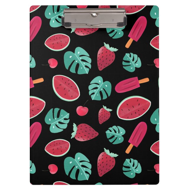 Popsicle, Cherry, Strawberry & Watermelon Blätter Klemmbrett (Vorderseite)