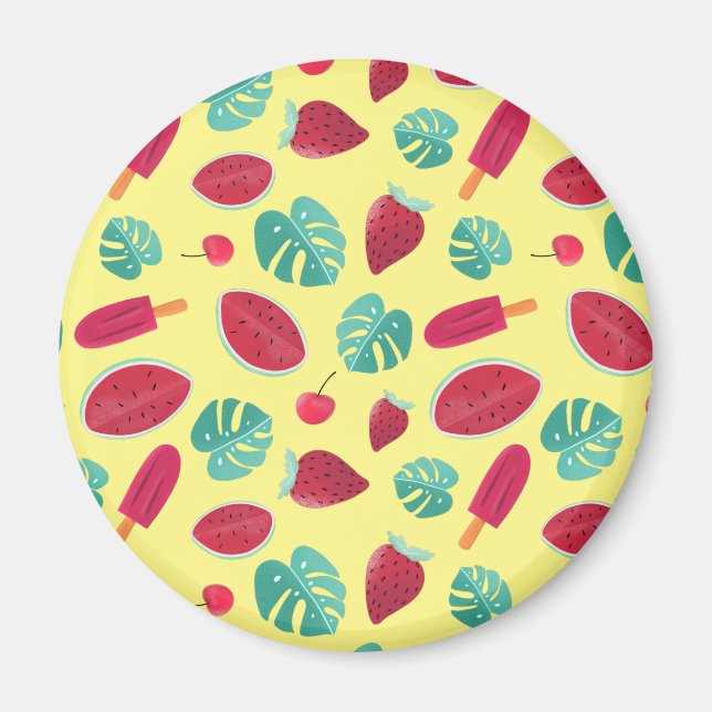 Popsicle, Cherry, Strawberry & Watermelon Blätter Magnet (Vorne)