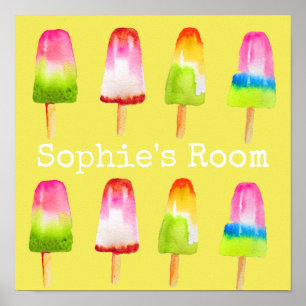 Popsicle Eis-Block niedlich Food Art Girl's Room Poster