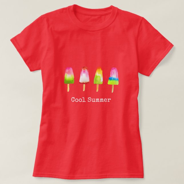 Popsicle Eis block Sommerwasserfarbe niedlich T-Shirt (Design vorne)