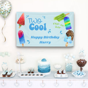 Popsicle-Party Zwei Coole Jungs 2. Geburtstagsfeie Banner
