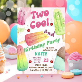 Popsicle Party Zwei Coole Mädchen 2. Geburtstag Einladung