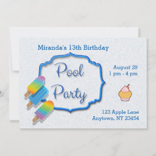 Popsicle Pool Party Einladung
