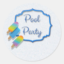 Popsicle Pool Party Runder Aufkleber