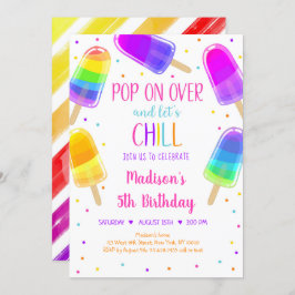 Popsicle Rainbow Pink Girl Birthday Einladung