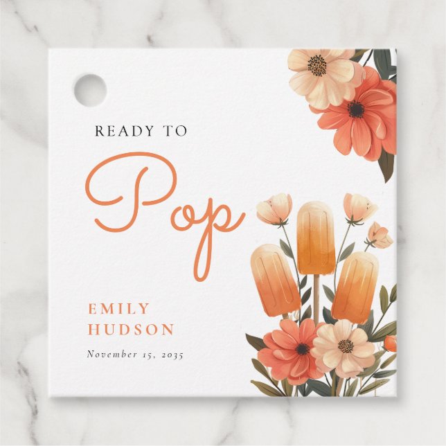 Popsicle Ready to Pop Baby Dusche Geschenkanhänger (Vorderseite)