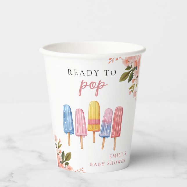 Popsicle Ready to Pop Baby Dusche Pappbecher (Vorderseite)