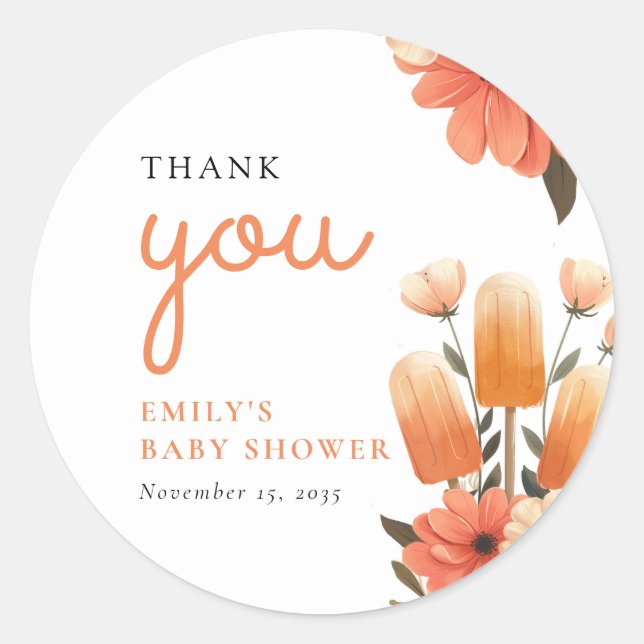 Popsicle Ready to Pop Baby Dusche Runder Aufkleber (Vorderseite)