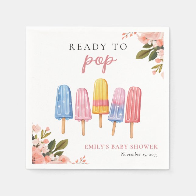 Popsicle Ready to Pop Baby Dusche Serviette (Vorderseite)