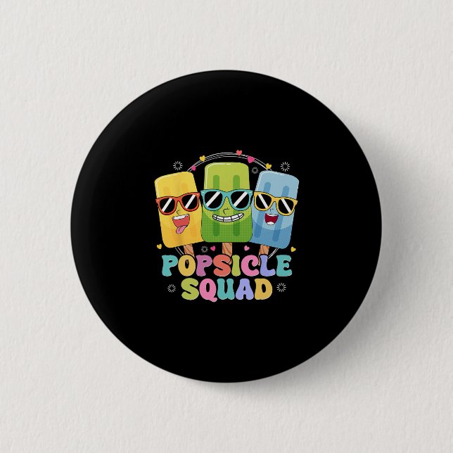 Popsicle Squad Sonnenbrille Lustig Eiscreme Sommer Button (Vorderseite)