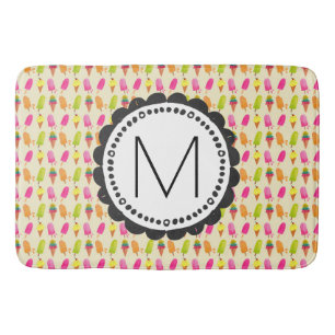 Popsicles and Ice cream cons Custom Monogram Badematte