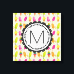 Popsicles and Ice cream cons Custom Monogram Leinwanddruck<br><div class="desc">Eine Leinwand mit süßen Sommermustern mit Popsikeln und Eiscreme-Kegel in bunten,  lebendigen Aquarellfarben. Schreiben Sie Ihr individuelles Monogramm in einen runden Rahmen mit einer skurrilen Blume.</div>