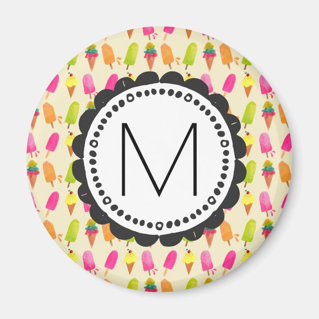 Popsicles and Ice Creme Personalisiert Monogram Magnet (Vorne)