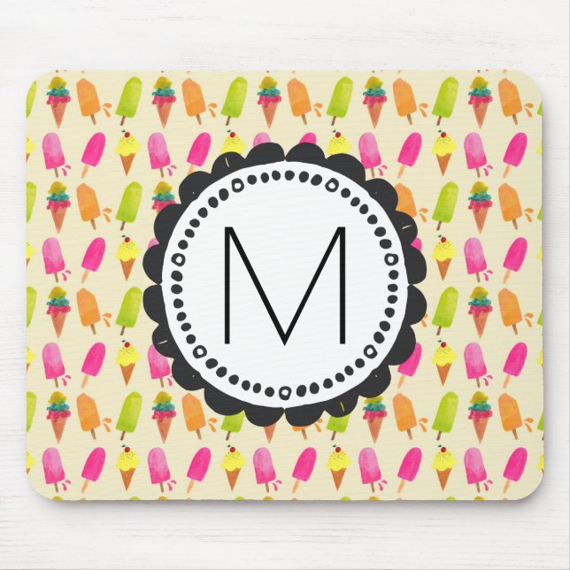 Popsicles and Ice Creme Personalisiert Monogram Mousepad (Vorne)